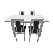 MILÉNIUM 1 Jídelní set stůl + 4 židle, bílá/borovice andersen/šedá