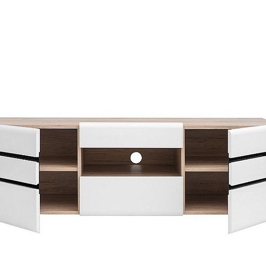 Byron Televizní stolek RTV2D2S/5/15 Dub san remo světlý/Bílý lesk