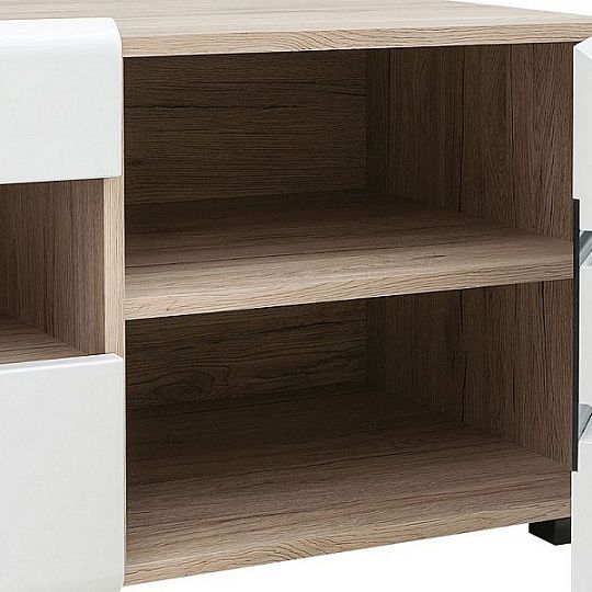 Byron Televizní stolek RTV2D2S/5/15 Dub san remo světlý/Bílý lesk