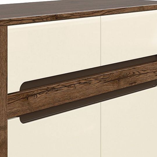 RUSO komoda KOM2D2S, Dub April/Perleťový lesk