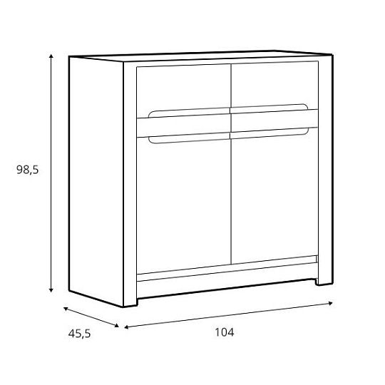 RUSO komoda KOM2D2S, Dub April/Perleťový lesk