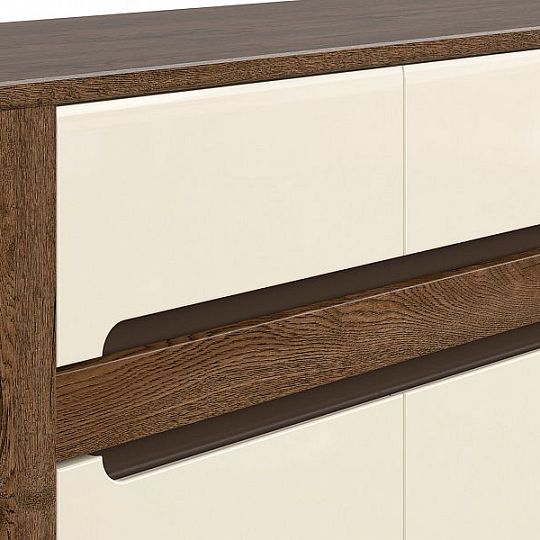 RUSO komoda KOM3D3S, Dub April/Perleťový lesk