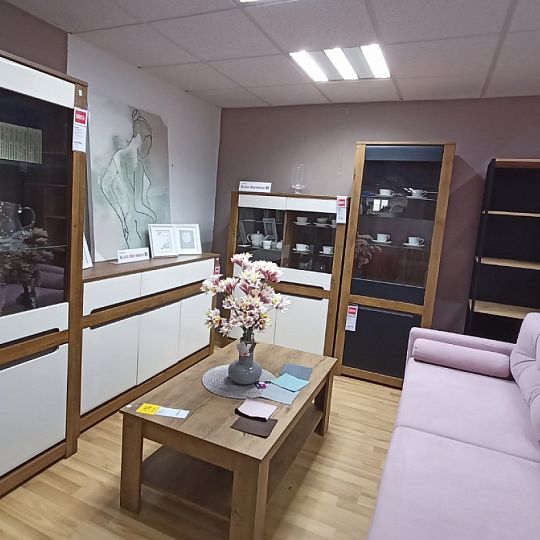 RUSO komoda KOM3D3S, Dub April/Perleťový lesk