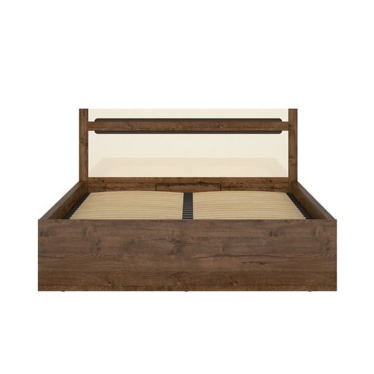 RUSO postel 160 cm + rošt a úložný prostor, dub april/perleťový lesk