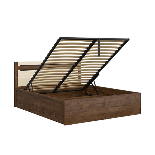 RUSO postel 160 cm + rošt a úložný prostor, dub april/perleťový lesk