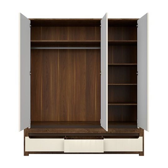 RUSO šatní skříň SZF3D3S, dub april/perleťový lesk