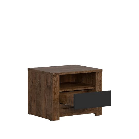 RUSO noční stolek KOM1S, dub april/černý mat