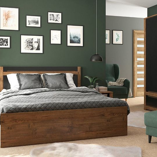 RUSO noční stolek KOM1S, dub april/černý mat