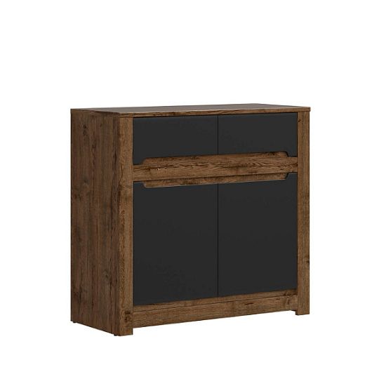 RUSO komoda KOM2D2S, Dub April/černý mat