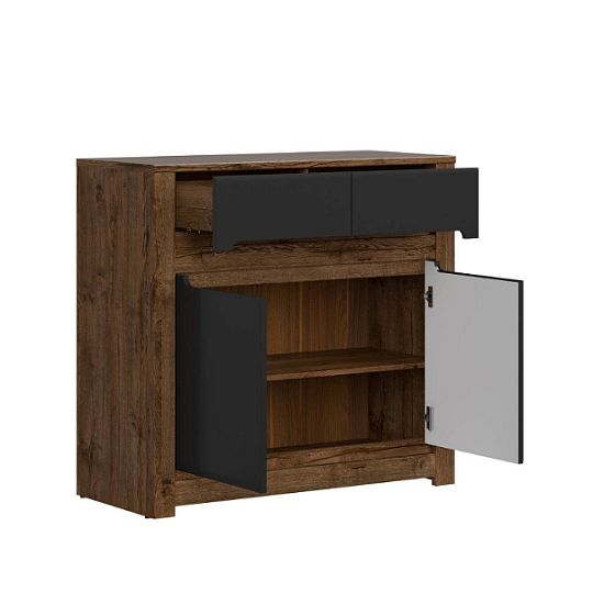 RUSO komoda KOM2D2S, Dub April/černý mat