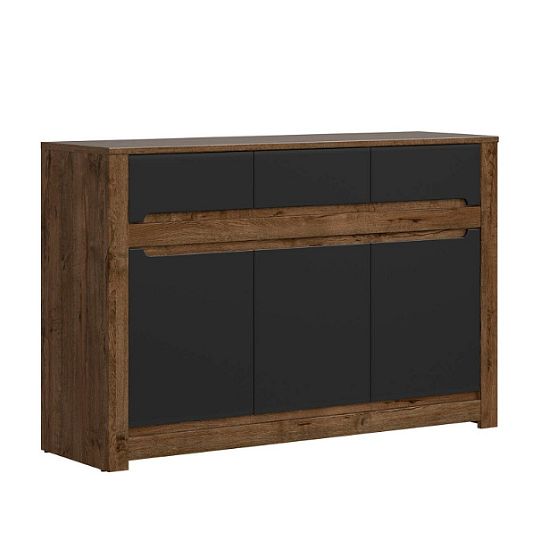 RUSO komoda KOM3D3S, Dub April/černý mat