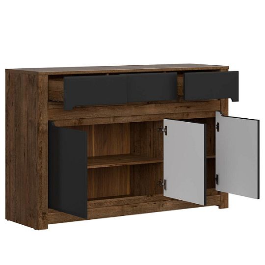 RUSO komoda KOM3D3S, Dub April/černý mat