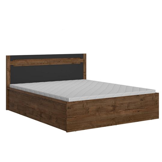 RUSO postel 140 cm + rošt, dub april/černý mat