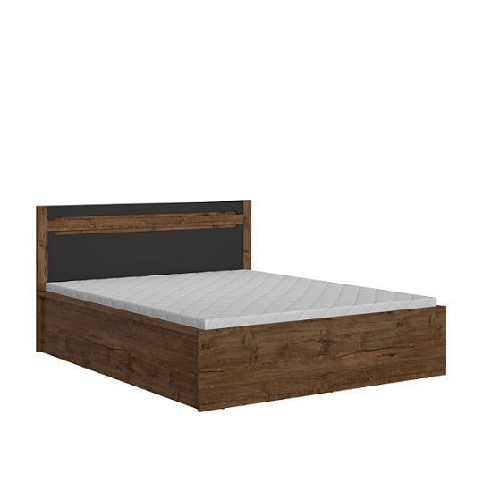 RUSO postel 160 cm + rošt a úložný prostor, dub april/černý mat