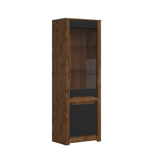 RUSO vitrína REG1W1D dub april/černý mat