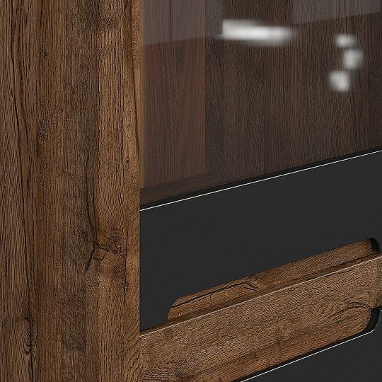 RUSO vitrína REG1W1D dub april/černý mat