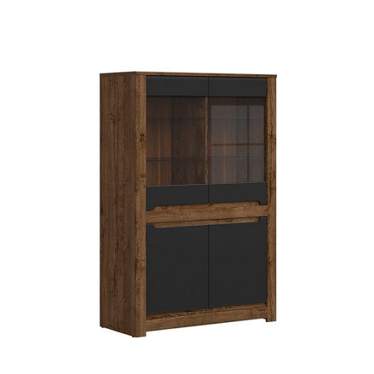 RUSO vitrína REG2W2D dub april/černý mat