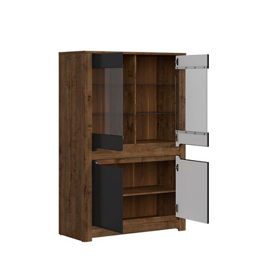 RUSO vitrína REG2W2D dub april/černý mat