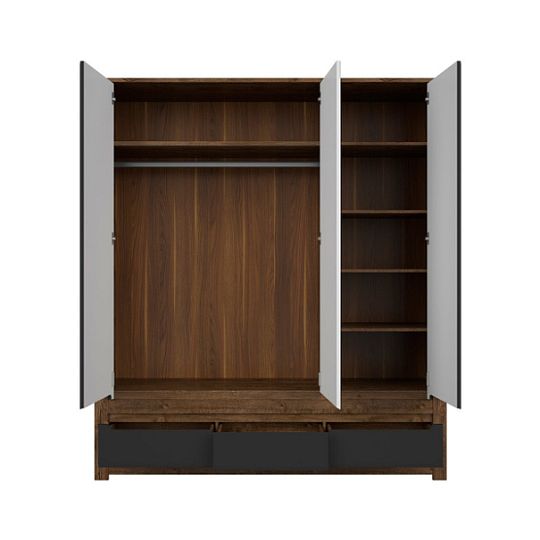 RUSO šatní skříň SZF2D1M3S, dub april/černý mat