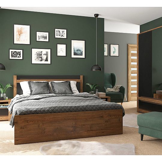 RUSO šatní skříň SZF2D1M3S, dub april/černý mat