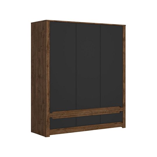 RUSO šatní skříň SZF3D3S, dub april/černý mat
