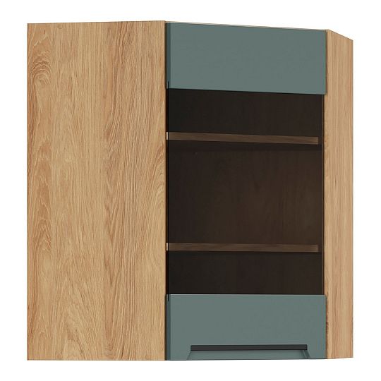Family Line Skříňka rohová Iris GNWU-60/72-LV, Dub hikora/Boho green matt