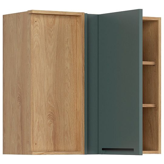 Family Line Skříňka rohová Iris GNW-80/72/35-L/B, Dub hikora/Boho green matt