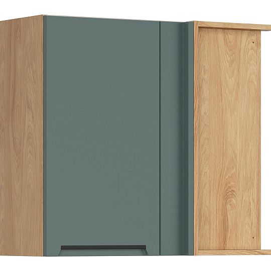 Family Line Skříňka rohová Iris GNW-80/72/35-P/B, Dub hikora/Boho green matt