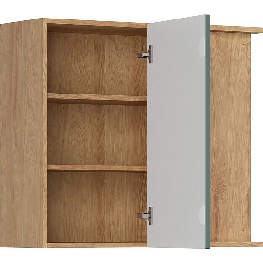 Family Line Skříňka rohová Iris GNW-80/72/35-P/B, Dub hikora/Boho green matt