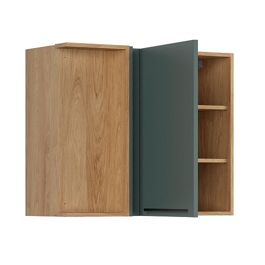 Family Line Skříňka rohová Iris GNW-90/72/40-L/B, Dub hikora/Boho green matt