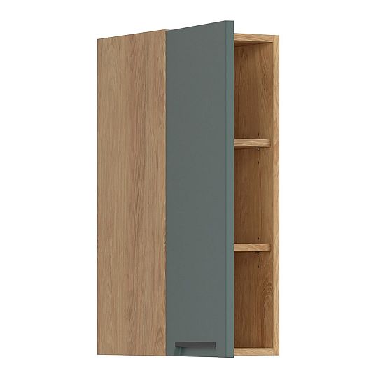 Family Line Skříňka Iris 30 cm, L, Dub hikora/Boho green matt