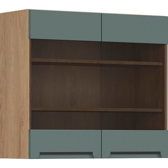 Family Line Skříňka Iris G-80/72-LV/PV, Dub hikora/Boho green matt