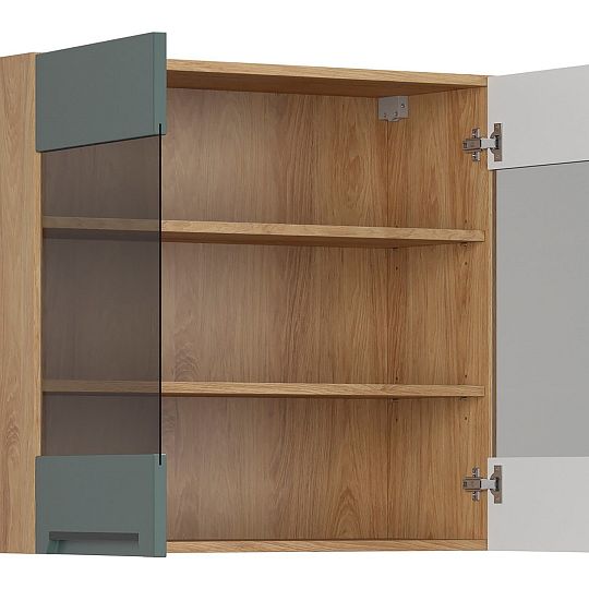 Family Line Skříňka Iris G-80/72-LV/PV, Dub hikora/Boho green matt